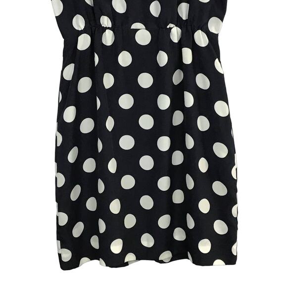 J. Crew Printed Shift Sun Dress Navy Blue White Dot Sleeveless Mini Dress sz 2 - Picture 6 of 12